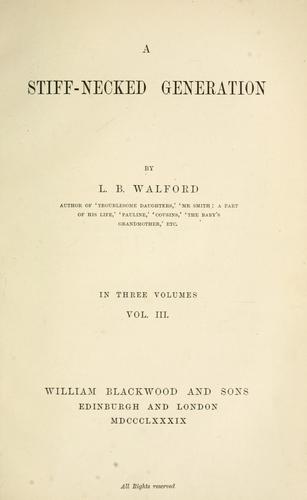 Cover for A stiff-necked generation