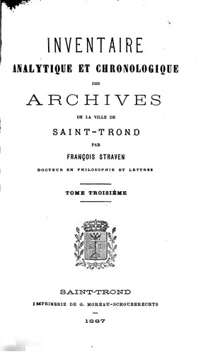 Cover for Inventaire analytique et chronologique des archives de la ville de Saint-Trond