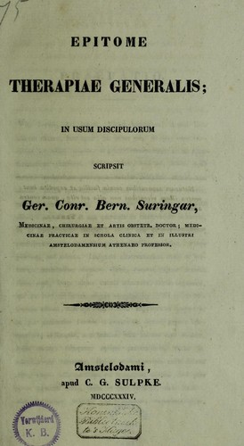 Cover for Epitome therapieae generalis; in usum discipulorum