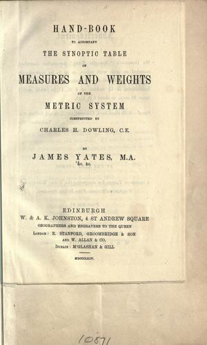 Cover for Hand-book to accompany the synoptic table of measures and weights of the metric system