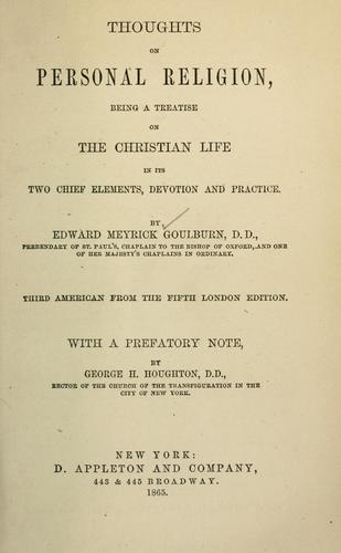 Cover for Thoughts on personal religion