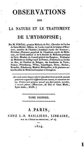 Cover for Observations sur la nature et le traitement de l'hydropisie