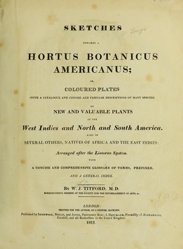 Cover for Sketches towards a Hortus botanicus americanus
