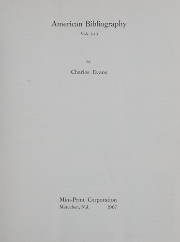 Cover for American Bibliography Vol. 1-13
