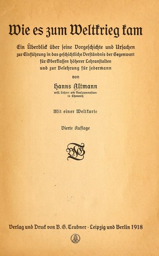 Cover for Wie es zum weltkreig kam