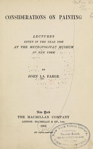 Cover for Considerations on painting