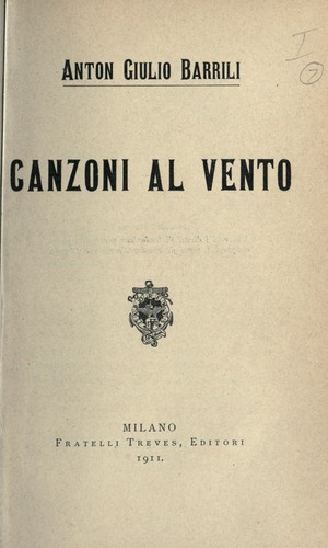 Cover for Canzoni al vento