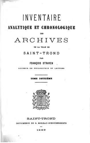Cover for Inventaire analytique et chronologique des archives de la ville de Saint-Trond