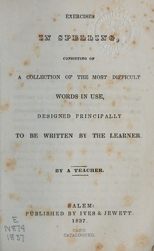 Cover for Exercises in spelling