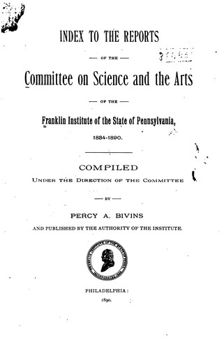 Cover for Index to the Reports of the Committee on Science and the Arts of the Franklin Institute of the ...
