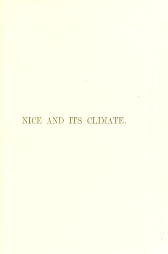Cover for Nice and its climate