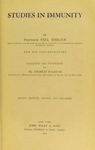 Cover for Studies in immunity