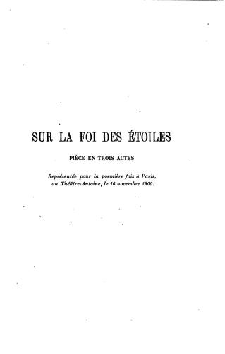 Cover for Sur la foi des étoiles: pièce en trois actes