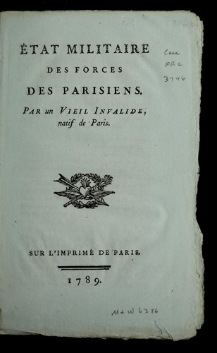 Cover for E tat militaire des forces des Parisiens