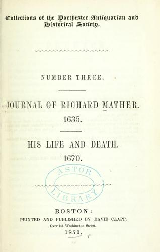 Cover for Journal of Richard Mather. 1635.