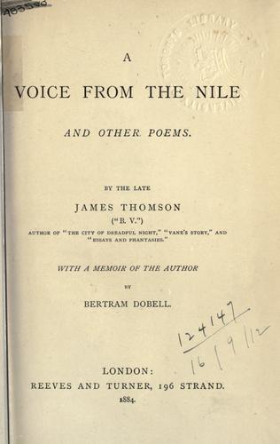 Cover for A voice from the Nile, and other poems.