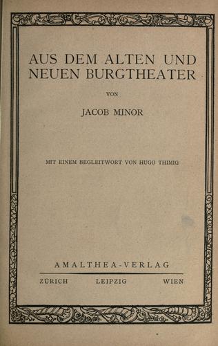 Cover for Aus dem alten und neuen Burgtheater