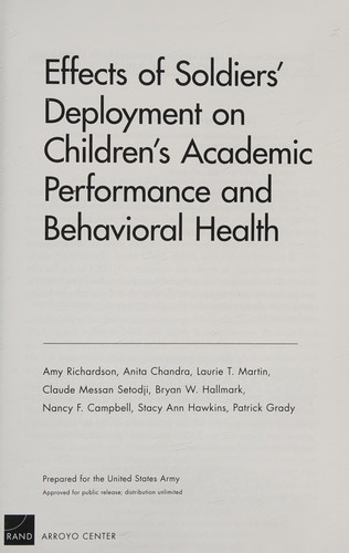 Cover for Effects of soldiers' deployment on children's academic performance and behavioral health
