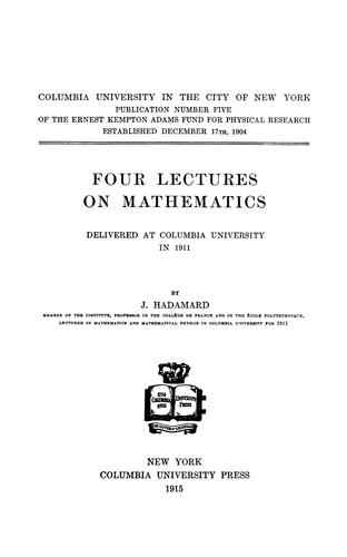 Cover for Four lectures on mathematics