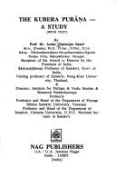 Cover for The Kubera Purāṇa, a study with text