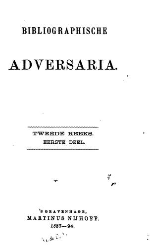 Cover for Bibliographische adversaria