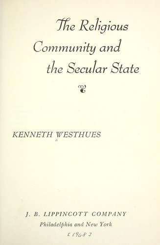 Cover for The religious community and the secular state.