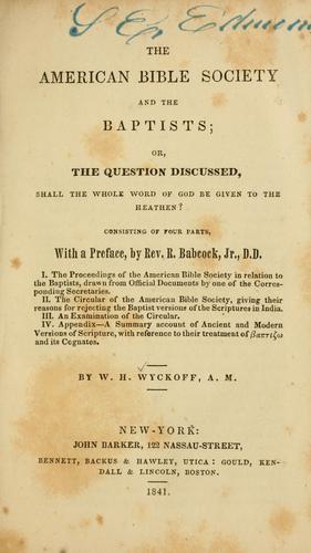 Cover for The American Bible Society and the Baptists
