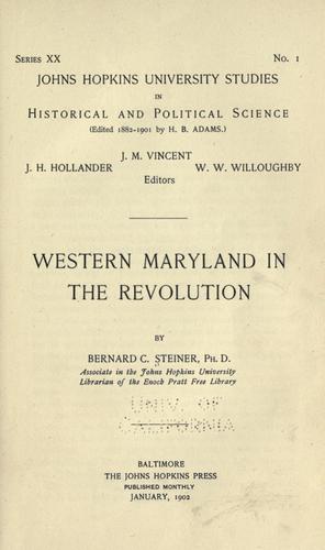 Cover for Western Maryland in the Revolution