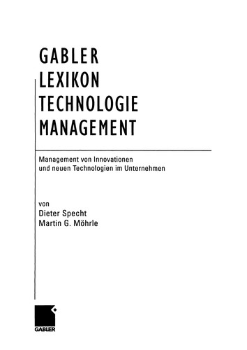 Cover for Gabler Lexikon Technologie Management