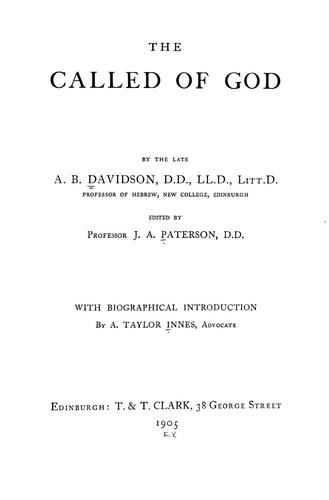 Cover for The called of God