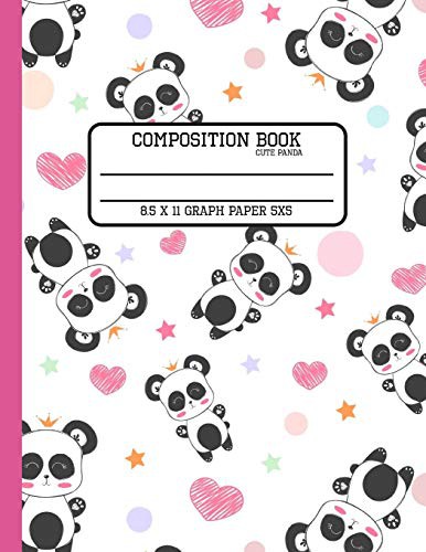 Cover for Composition Book Cute Panda Graph Paper 5x5