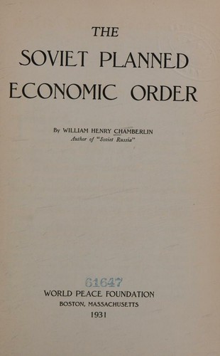 Cover for The Soviet planned economic order