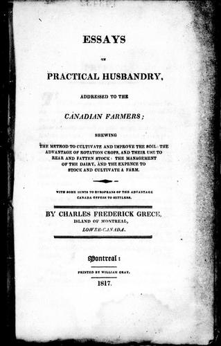 Cover for Essays on practical husbandry, addressed to the Canadian farmers