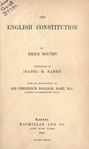 Cover for The English constitution