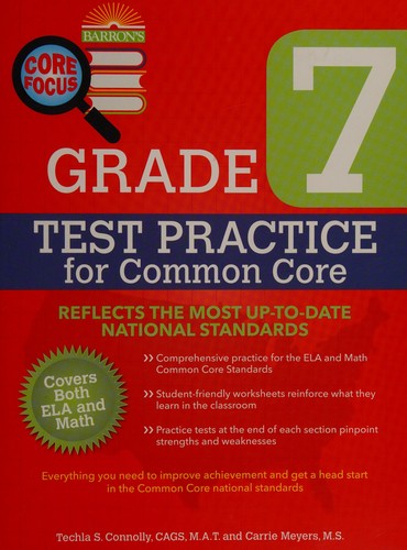 Cover for Grade 7 test practice for Common Core