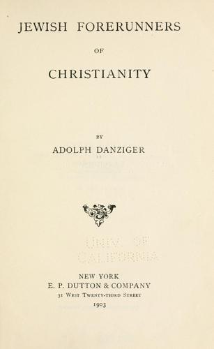 Cover for Jewish forerunners of Christianity