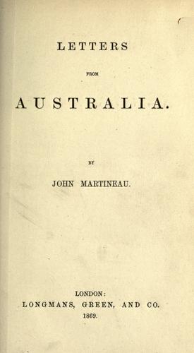 Cover for Letters from Australia.