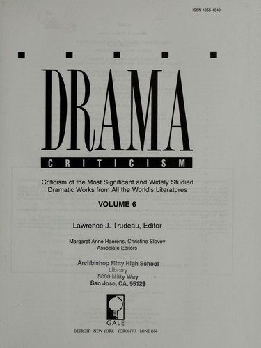 Cover for Drama Criticism