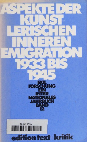 Cover for Aspekte der künstlerischen inneren Emigration, 1933-1945