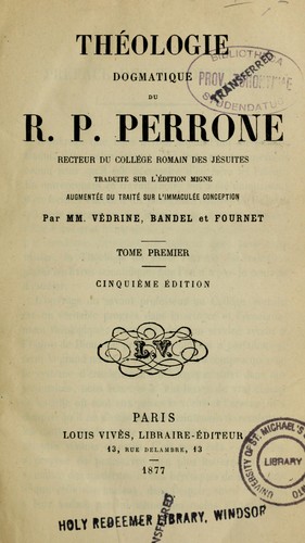 Cover for Théologie dogmatique