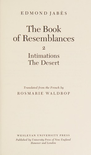 Cover for Intimations, the desert