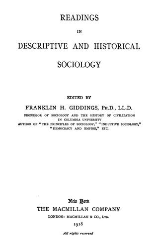 Cover for Readings in descriptive and historical sociology