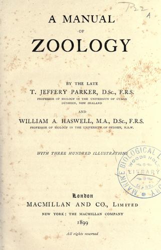 Cover for A manual of zoology