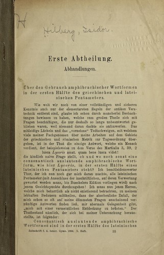 Cover for Über den gebrauch amphibrachischer wortformen in der ersten hälfte des griechischen und lateinischen pentameters