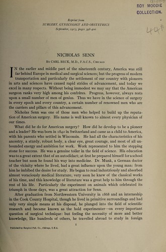 Cover for Nicholas Senn