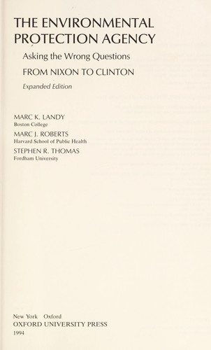 Cover for The Environmental Protection Agency