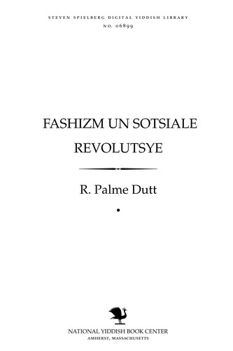 Cover for Fashizm un sotsiale revolutsye