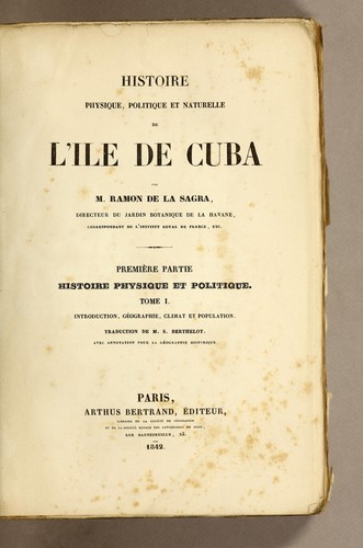 Cover for Histoire physique, politique et naturelle de l'ile de Cuba