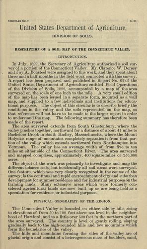 Cover for Description of a soil map of the Connecticut Valley.