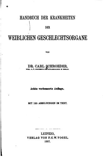 Cover for Handbuch der Krankheiten der weiblichen Geschlechtsorgane